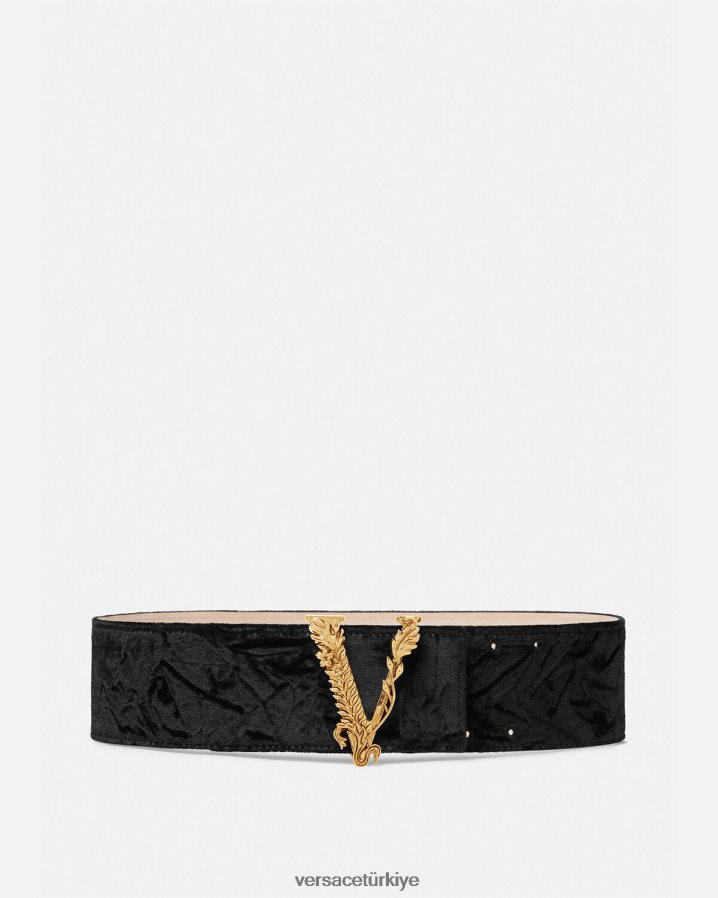 Versace Virtus geniş kadife kemer kadınlar siyah Aksesuarlar B0HHR8553
