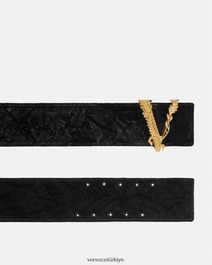 Versace Virtus geniş kadife kemer kadınlar siyah Aksesuarlar B0HHR8553