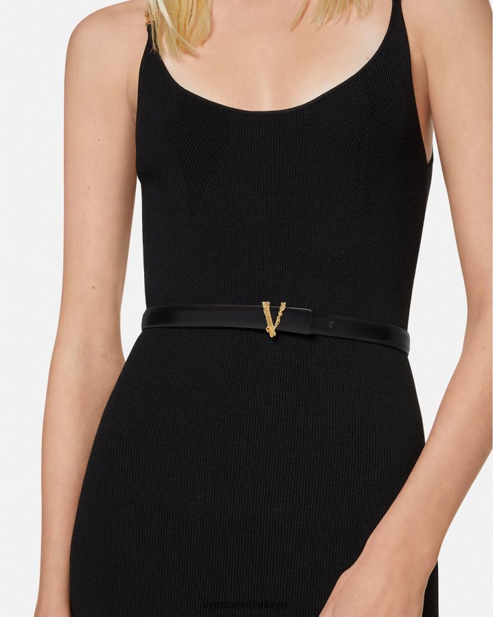 Versace Virtus ince deri kemer kadınlar siyah Aksesuarlar B0HHR8540