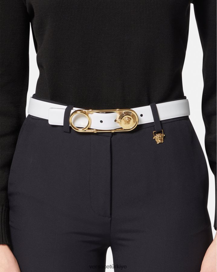 Versace emniyet pimi deri kemer kadınlar beyaz Aksesuarlar B0HHR8537