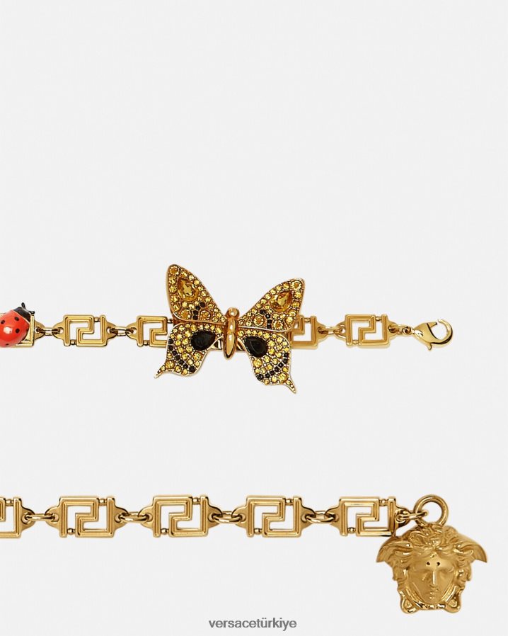 Versace kristal kelebekler greca zincir kemer kadınlar altın Aksesuarlar B0HHR8513
