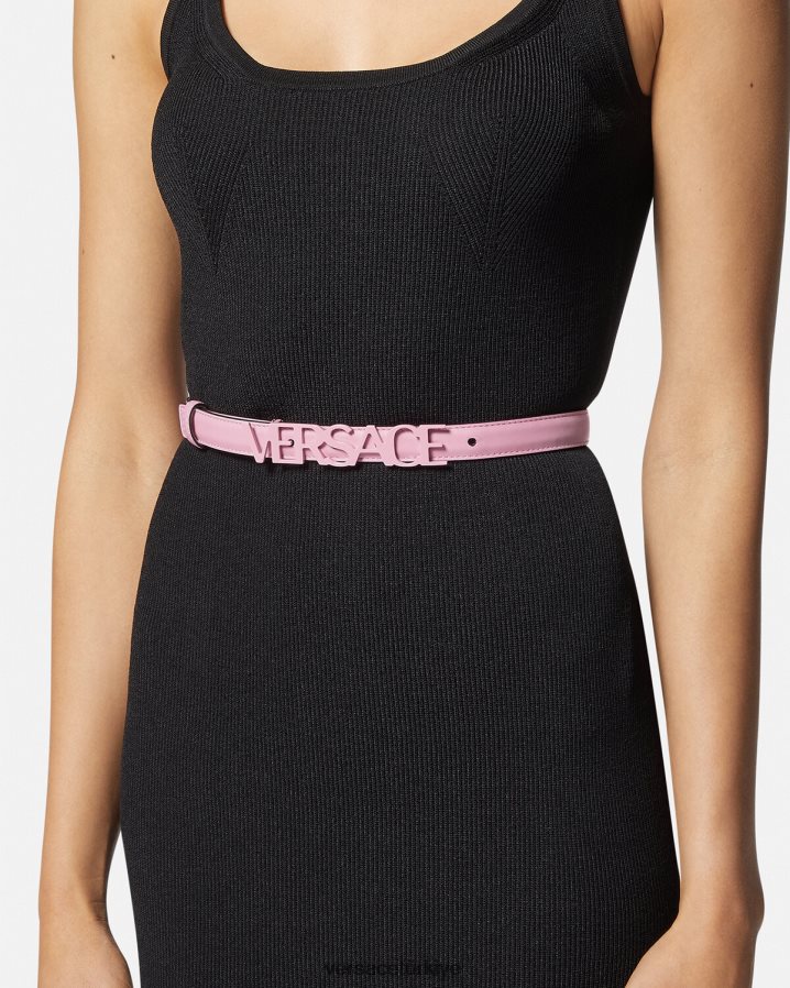 Versace logolu ince deri kemer kadınlar pembe Aksesuarlar B0HHR8550