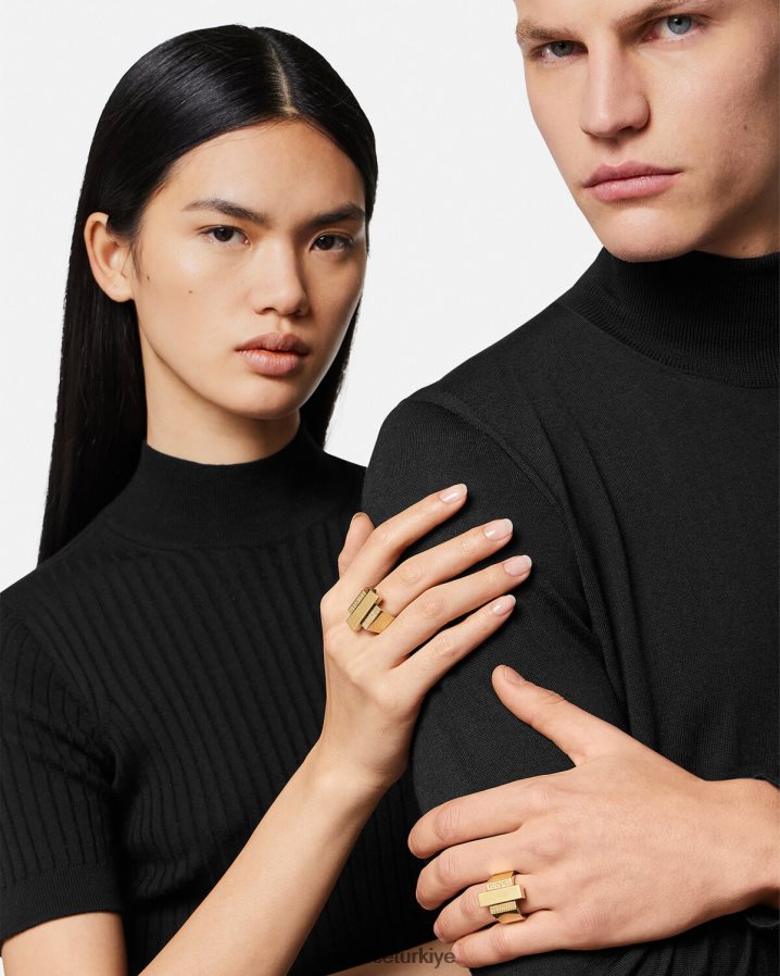 Versace Greca logolu yüzük kadınlar altın Aksesuarlar B0HHR8722