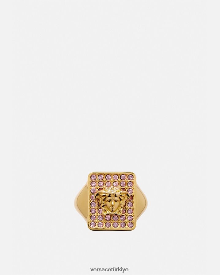 Versace fayans kristal yüzük kadınlar pembe ve altın Aksesuarlar B0HHR8736