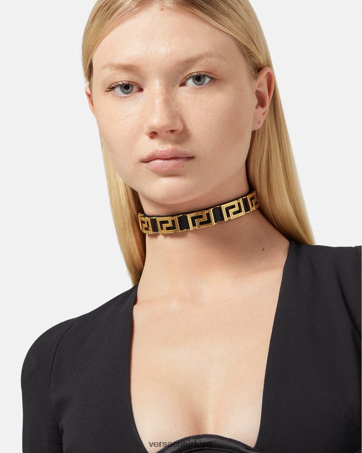Versace greca deri gerdanlık kadınlar siyah Aksesuarlar B0HHR8746