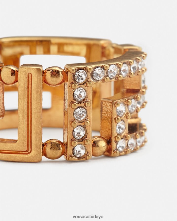 Versace greca kristal yüzük kadınlar altın Aksesuarlar B0HHR8755