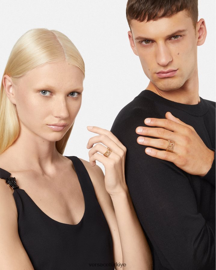 Versace greca kristal yüzük kadınlar altın Aksesuarlar B0HHR8755