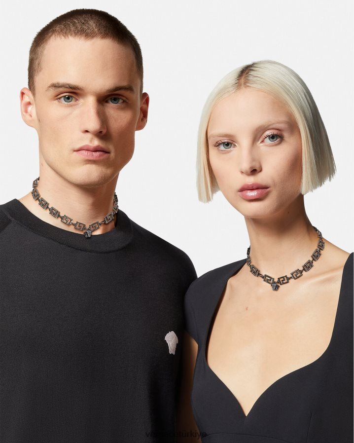 Versace çivili greca kolye kadınlar gümüş Aksesuarlar B0HHR8764