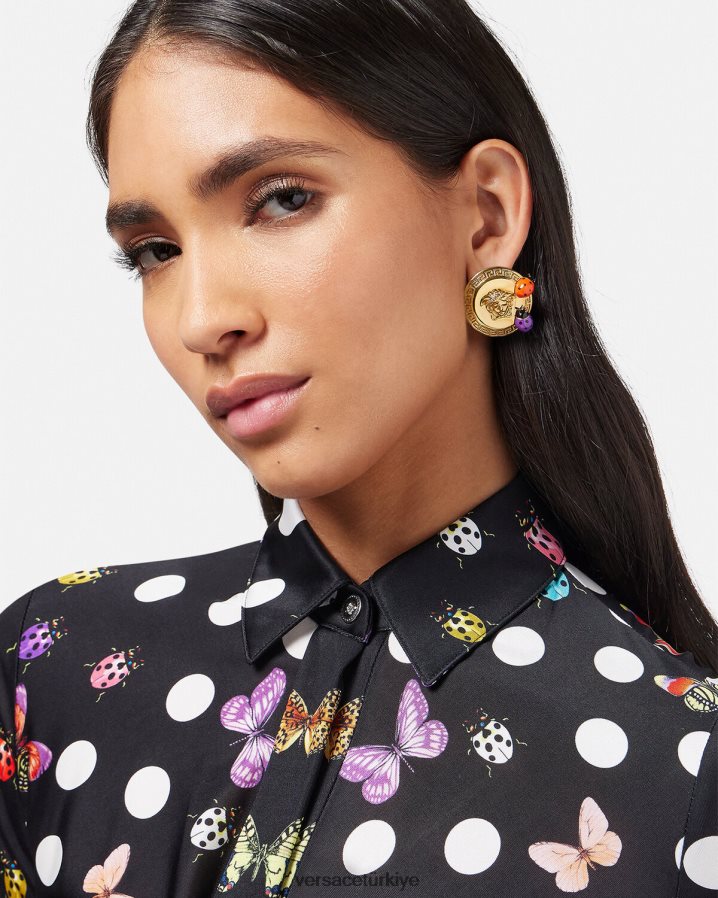 Versace kelebek medusa saplama küpeler kadınlar altın Aksesuarlar B0HHR8717