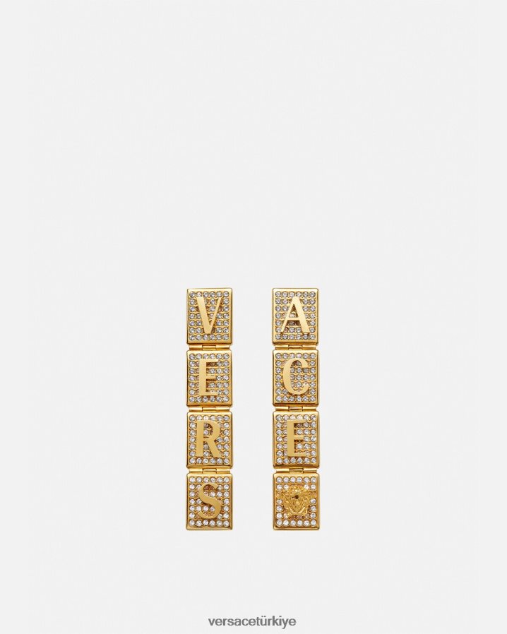Versace kristal fayans küpe kadınlar altın Aksesuarlar B0HHR8809