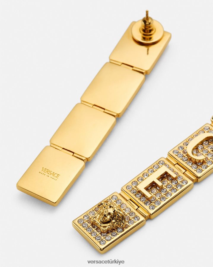 Versace kristal fayans küpe kadınlar altın Aksesuarlar B0HHR8809