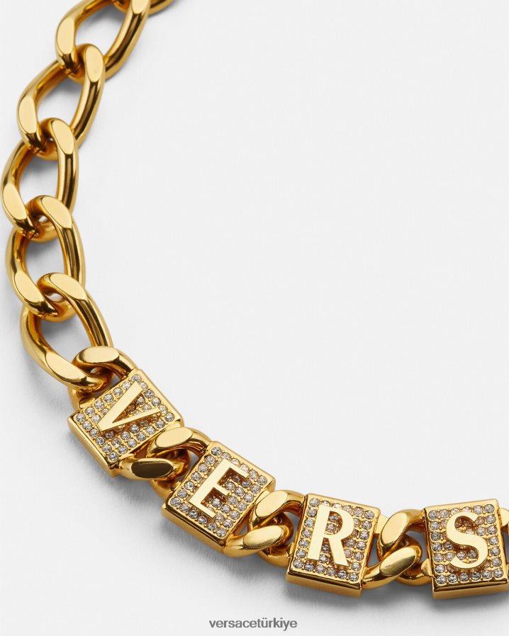 Versace kristal fayans kolye kadınlar altın Aksesuarlar B0HHR8807