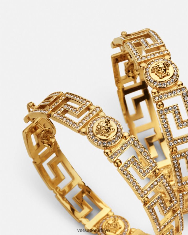Versace kristal greca halka küpeler kadınlar altın Aksesuarlar B0HHR8835