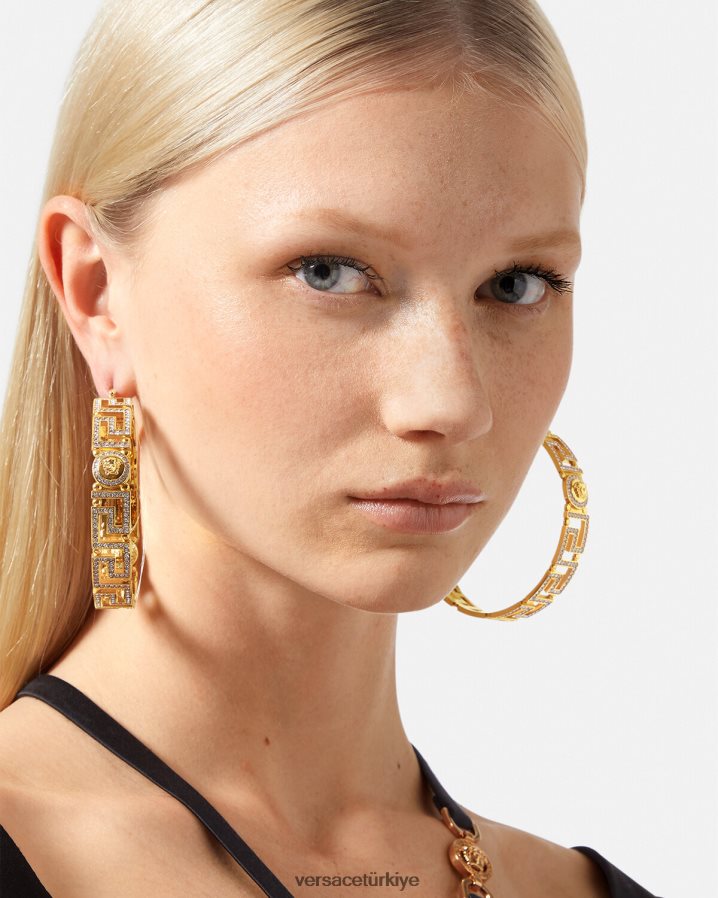 Versace kristal greca halka küpeler kadınlar altın Aksesuarlar B0HHR8835