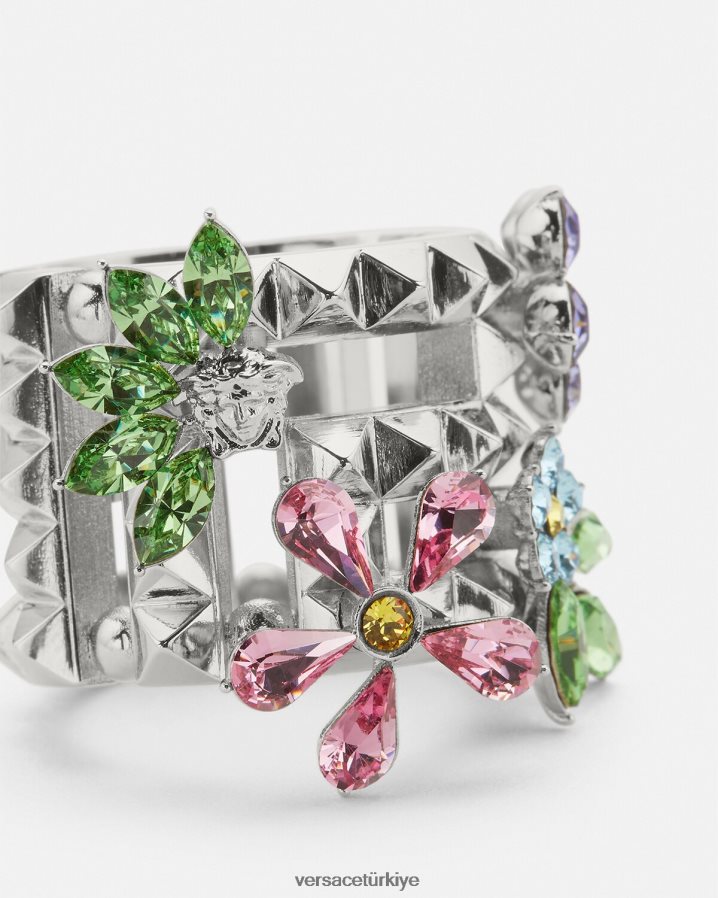 Versace kristal çiçek yüzük kadınlar gümüş Aksesuarlar B0HHR8850