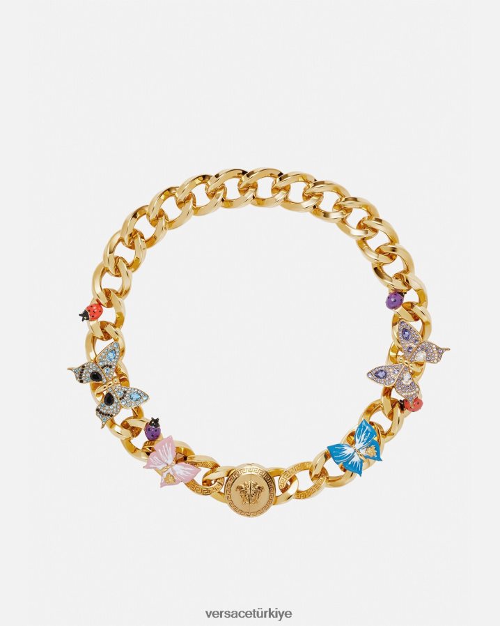 Versace kristal kelebekler zincir kolye kadınlar altın Aksesuarlar B0HHR8713