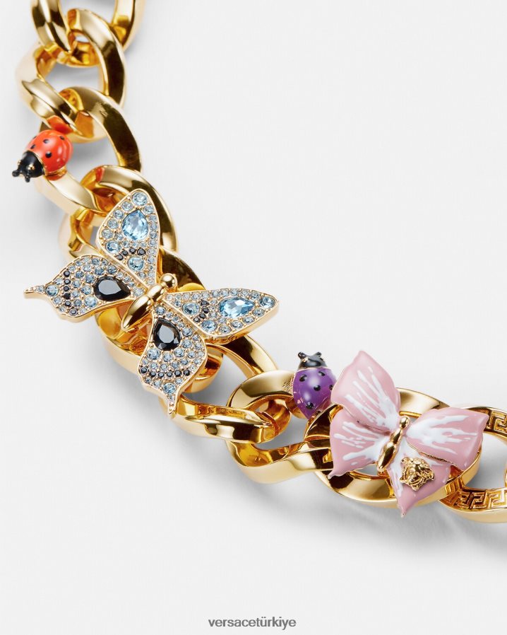 Versace kristal kelebekler zincir kolye kadınlar altın Aksesuarlar B0HHR8713