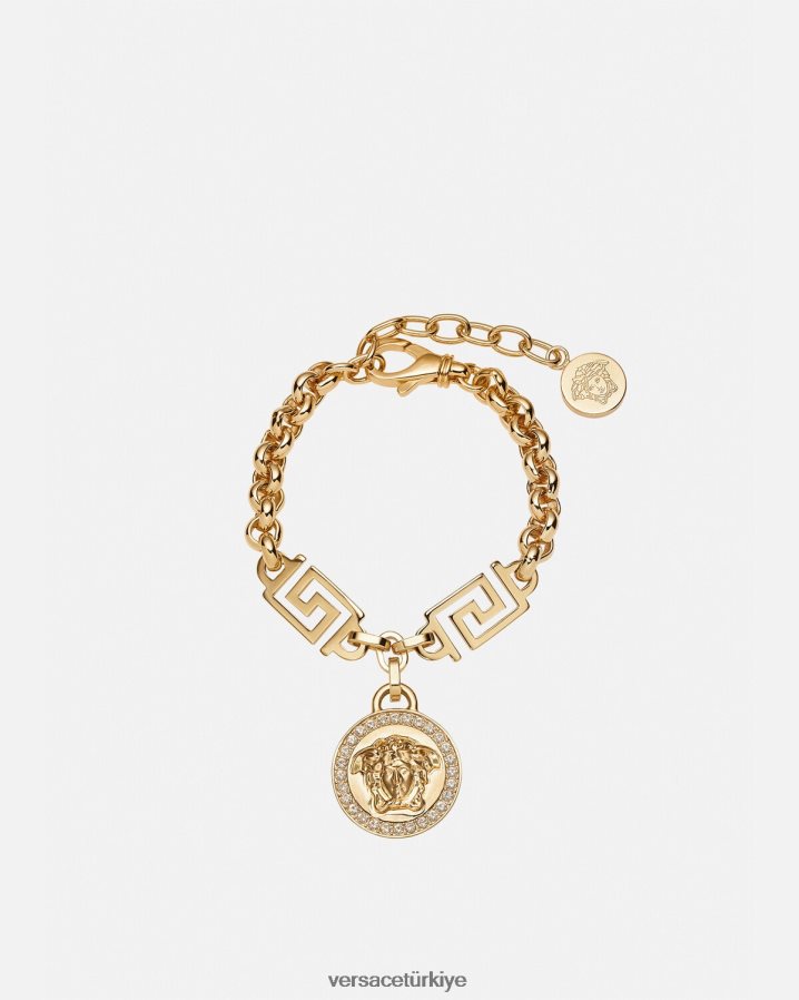 Versace kristal la medusa greca bilezik kadınlar altın Aksesuarlar B0HHR8743