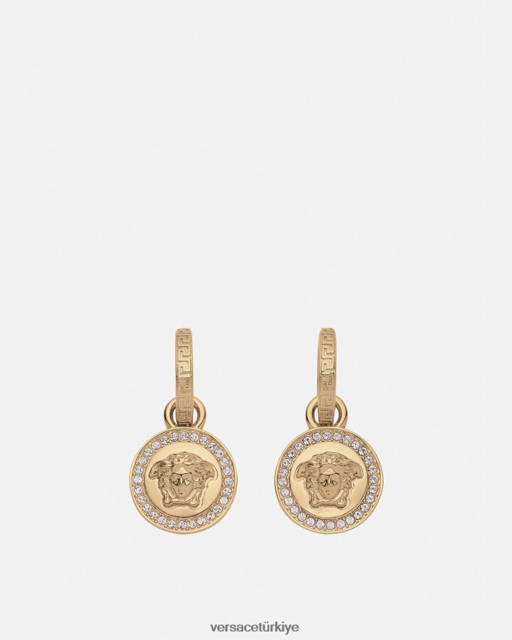 Versace kristal la medusa greca küpe kadınlar altın Aksesuarlar B0HHR8742
