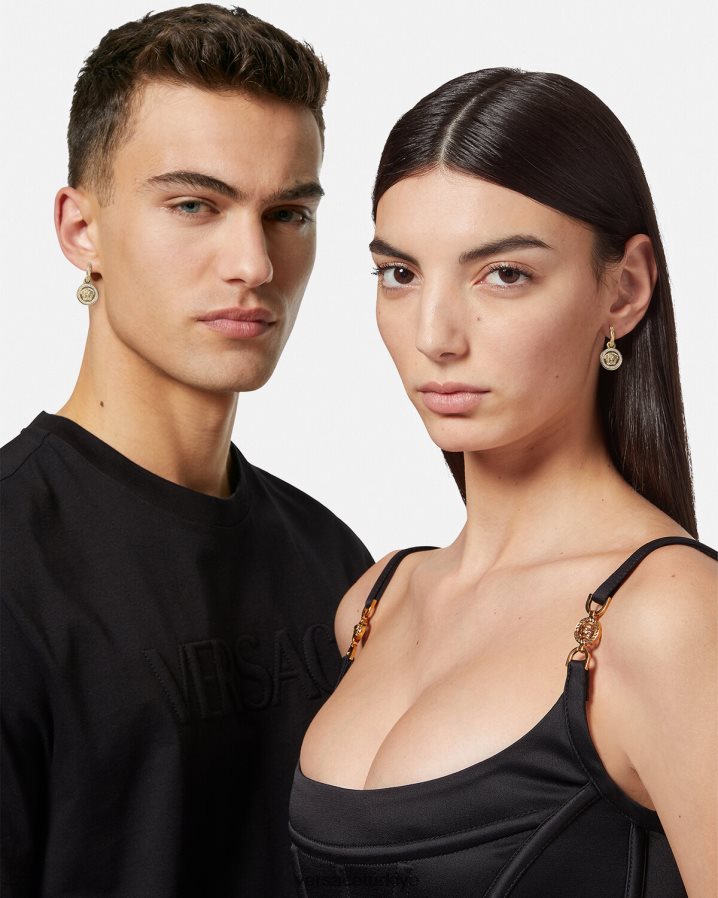 Versace kristal la medusa greca küpe kadınlar altın Aksesuarlar B0HHR8742