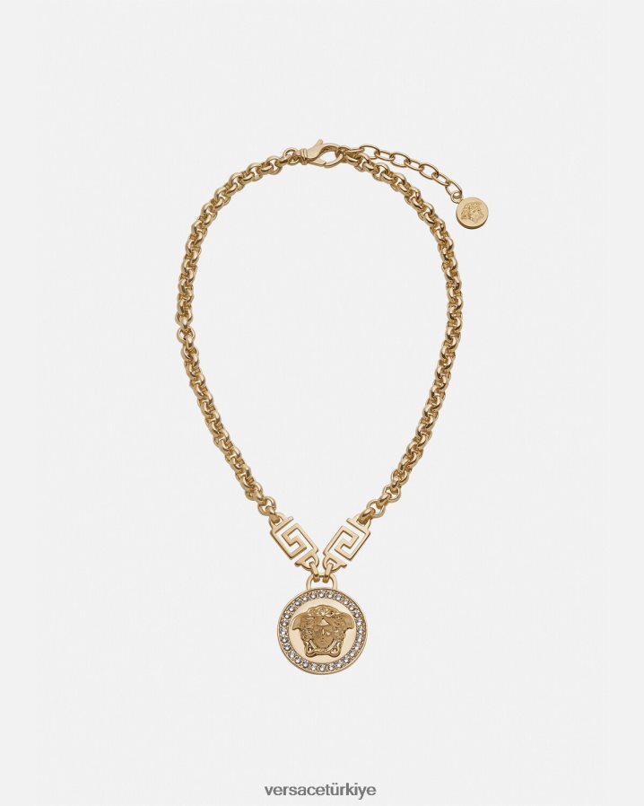 Versace kristal la medusa greca kolye kadınlar altın Aksesuarlar B0HHR8741