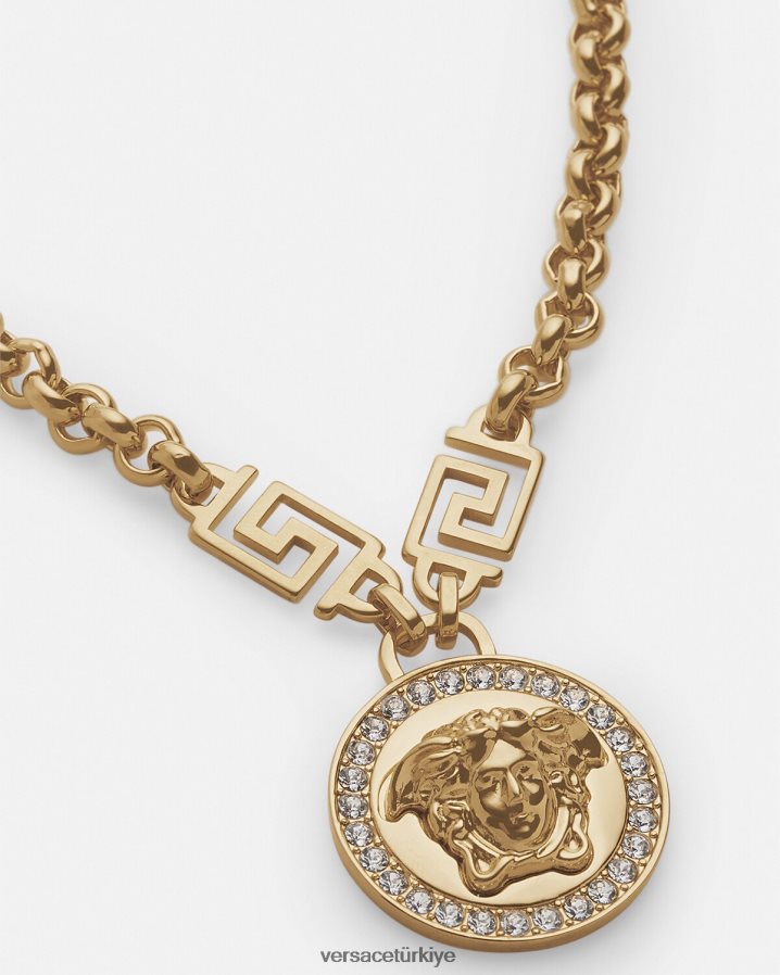 Versace kristal la medusa greca kolye kadınlar altın Aksesuarlar B0HHR8741
