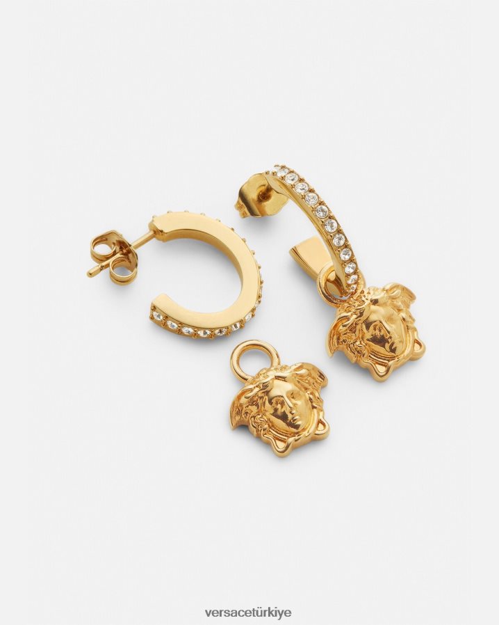 Versace kristal la medusa halka küpeler kadınlar altın Aksesuarlar B0HHR8788