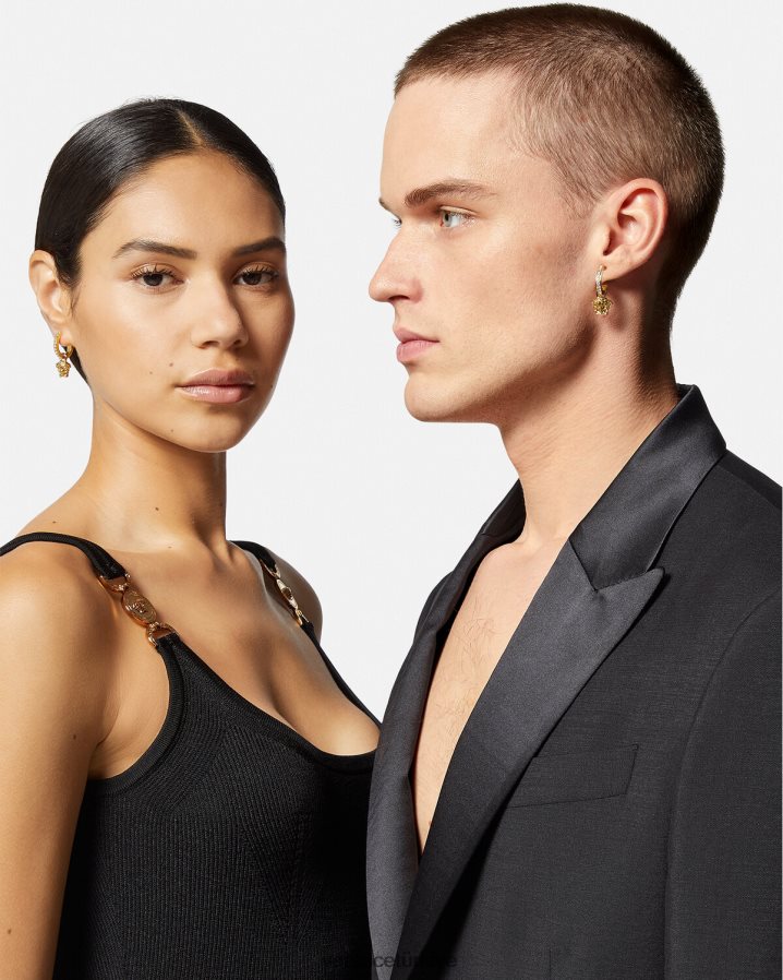 Versace kristal la medusa halka küpeler kadınlar altın Aksesuarlar B0HHR8788