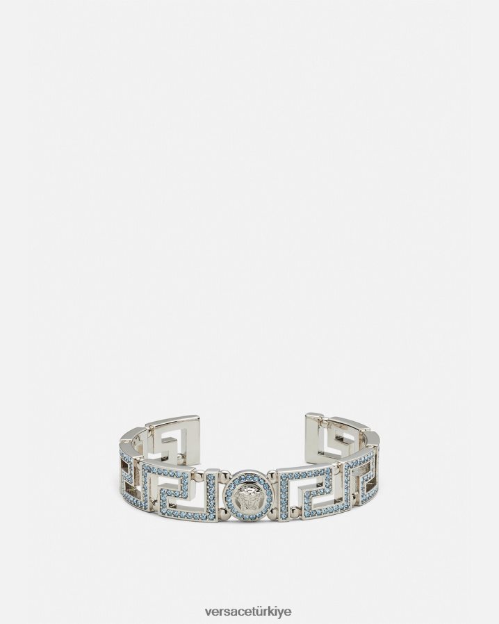 Versace kristal medusa greca manşet bilezik kadınlar açık mavi ve metalik Aksesuarlar B0HHR8724