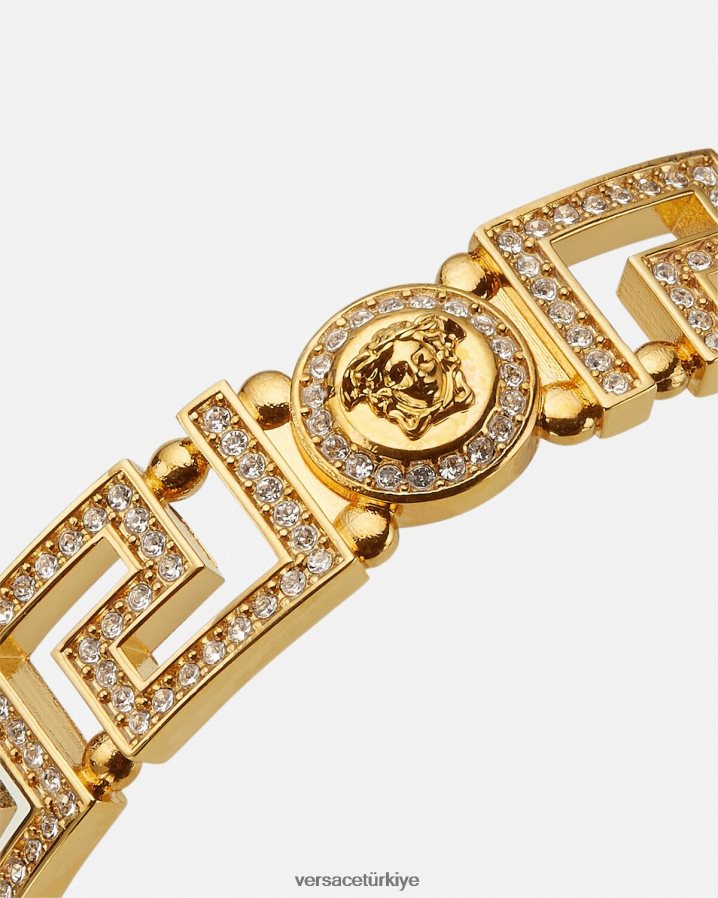 Versace kristal medusa greca manşet bilezik kadınlar altın Aksesuarlar B0HHR8761