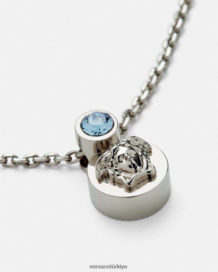 Versace kristal medusa kolye kadınlar açık mavi ve metalik Aksesuarlar B0HHR8726