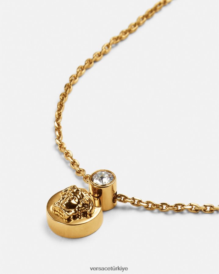 Versace kristal medusa kolye kadınlar altın Aksesuarlar B0HHR8772