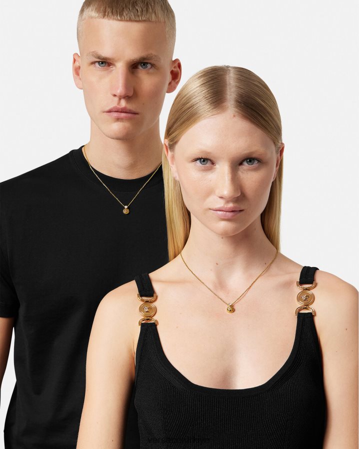 Versace kristal medusa kolye kadınlar altın Aksesuarlar B0HHR8772