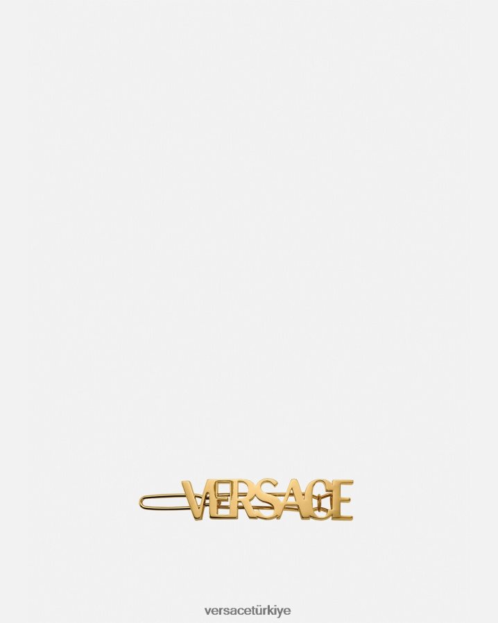 Versace logo sağ saç tokası kadınlar altın Aksesuarlar B0HHR8848