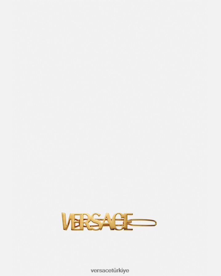 Versace logo sol saç tokası kadınlar altın Aksesuarlar B0HHR8849