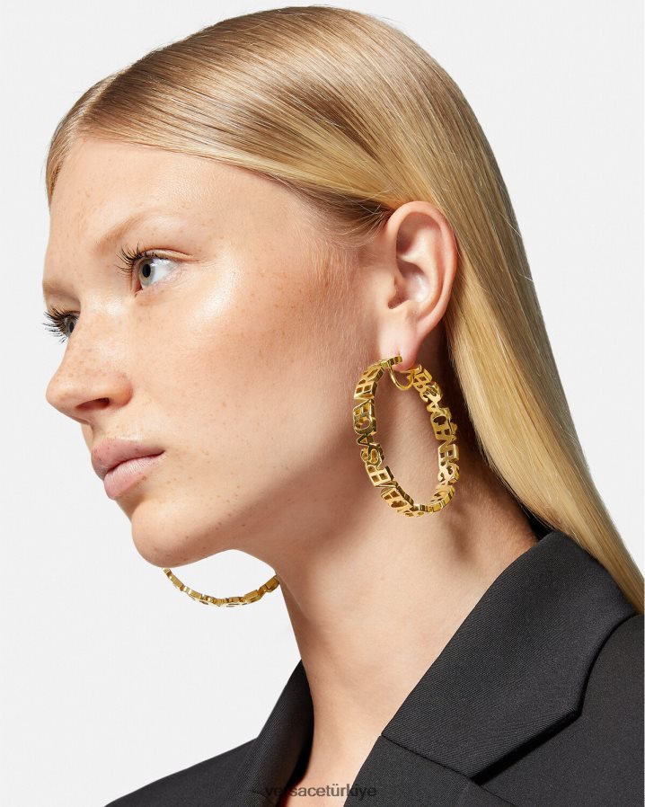 Versace logolu halka küpeler kadınlar altın Aksesuarlar B0HHR8803