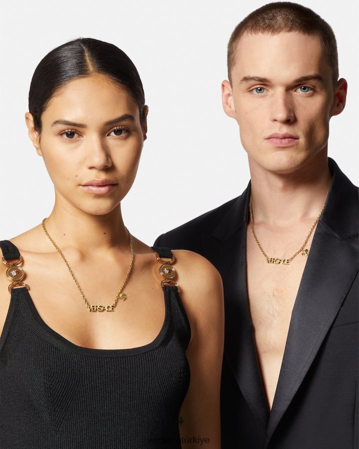 Versace logosu kolye kadınlar altın Aksesuarlar B0HHR8801