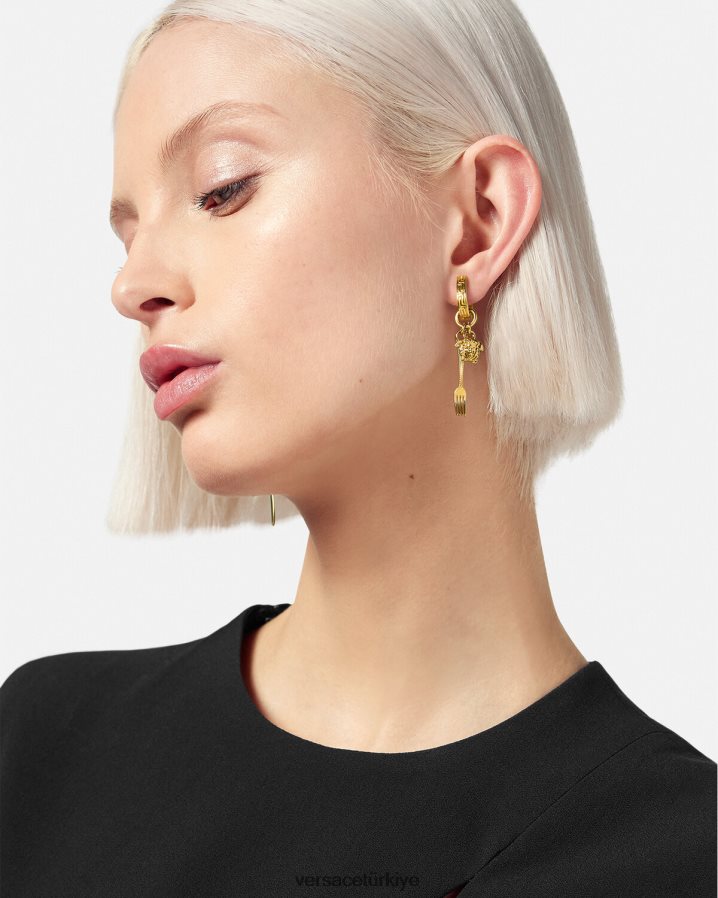 Versace medusa çatal bıçak takımı küpeleri kadınlar altın Aksesuarlar B0HHR8819
