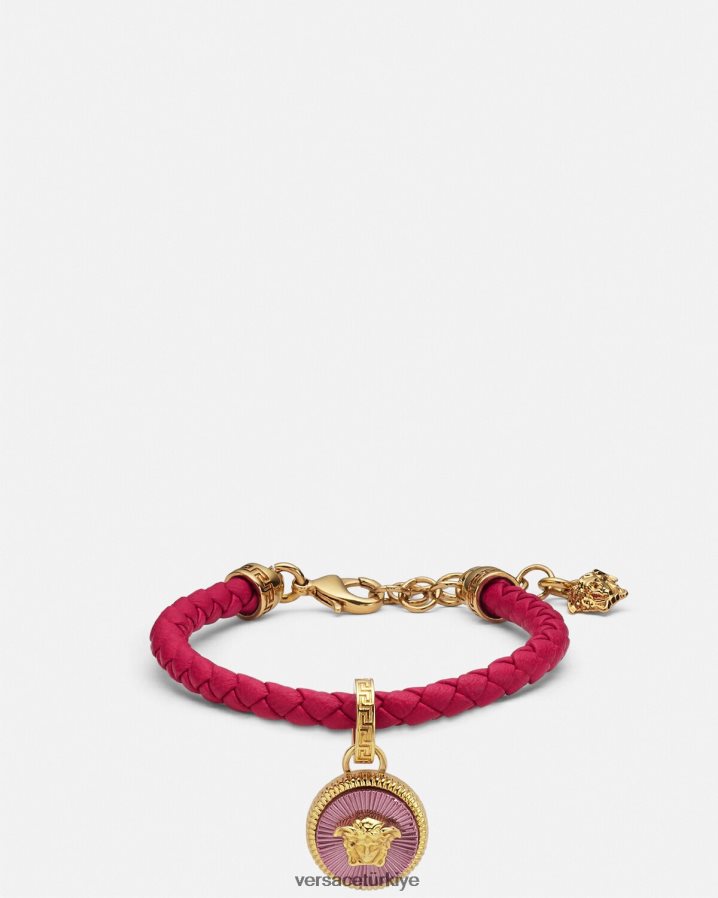 Versace medusa biggie deri bileklik kadınlar fuşya Aksesuarlar B0HHR8729