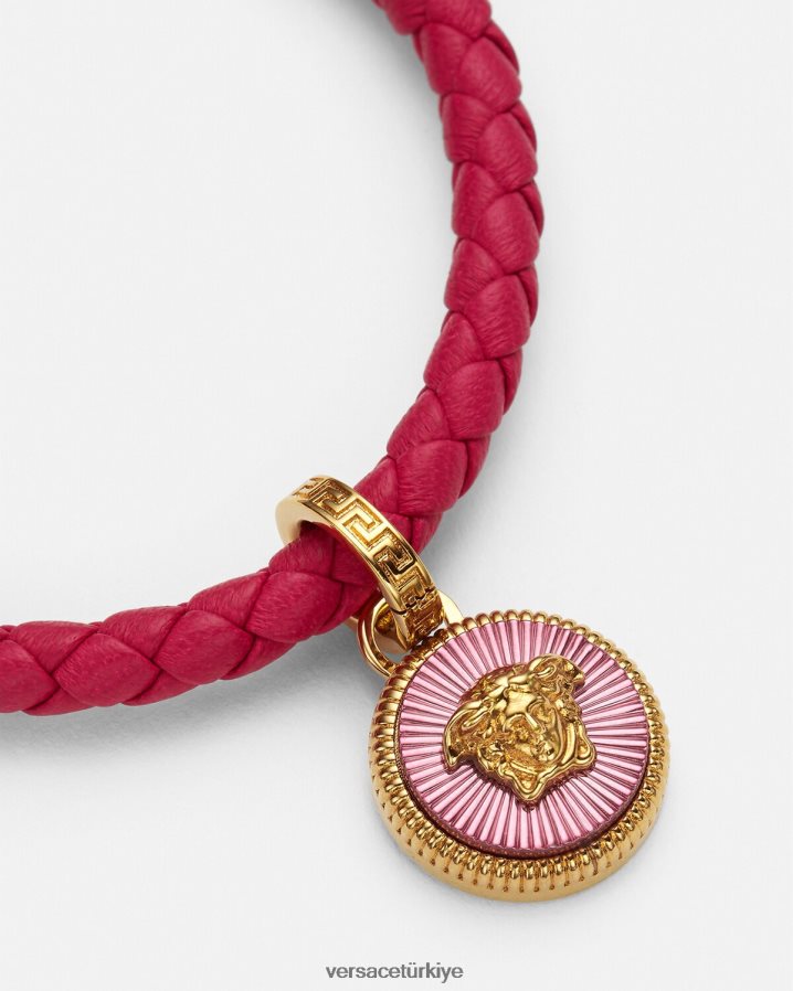 Versace medusa biggie deri bileklik kadınlar fuşya Aksesuarlar B0HHR8729
