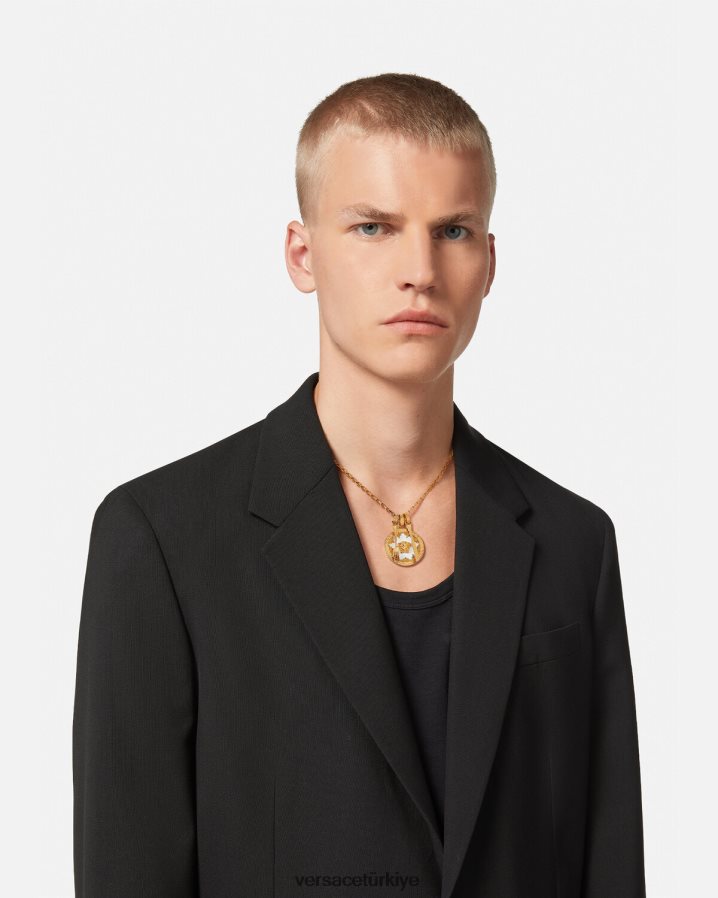 Versace medusa plaka kolye kadınlar beyaz Aksesuarlar B0HHR8815