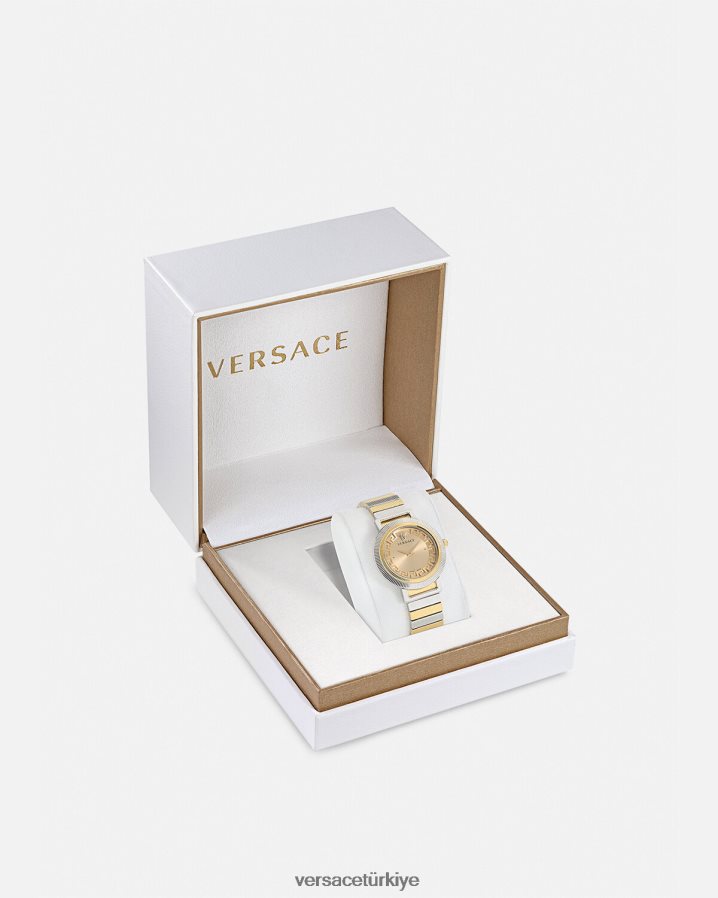 Versace greca şık saat kadınlar altın gümüş Aksesuarlar B0HHR8971