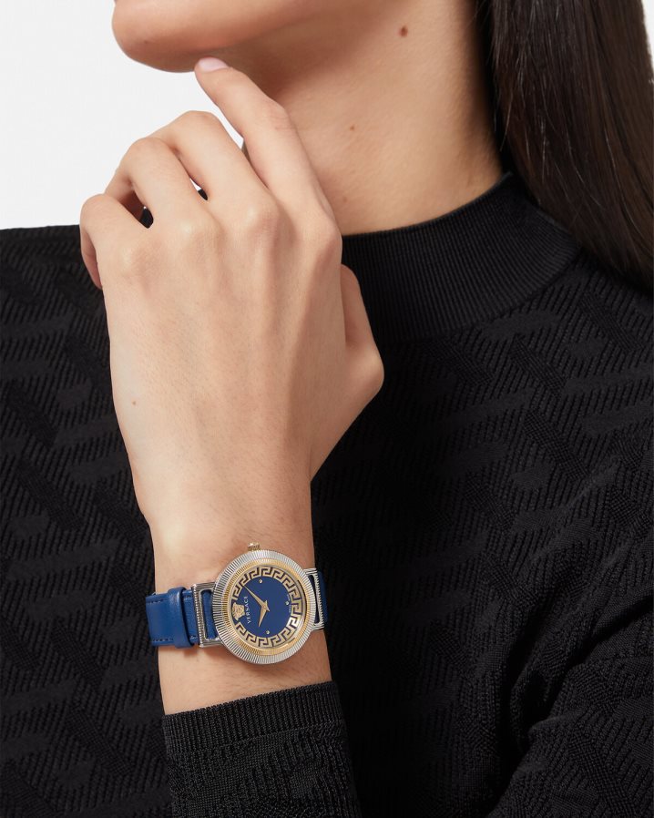 Versace greca şık saat kadınlar mavi Aksesuarlar B0HHR8961