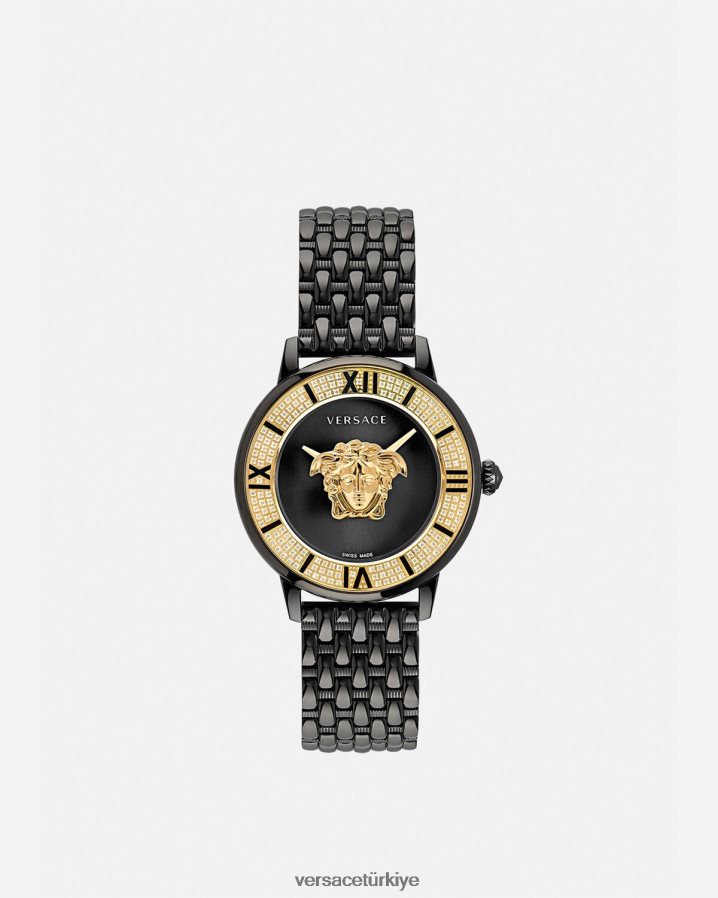 Versace la medusa elmas saat kadınlar siyah Aksesuarlar B0HHR8973