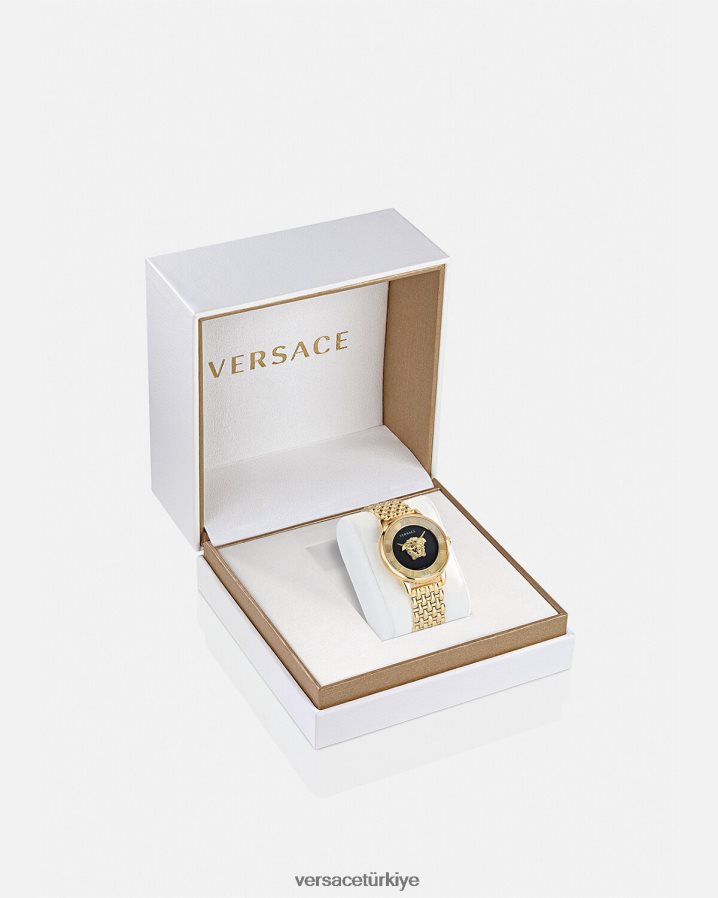 Versace la medusa elmas saat kadınlar siyah altın Aksesuarlar B0HHR8962