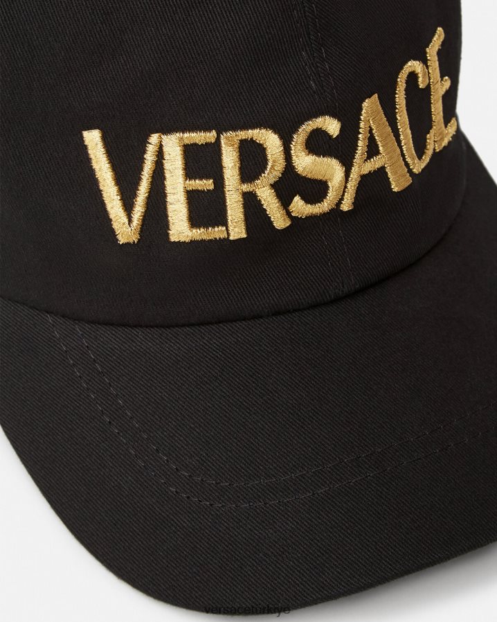 Versace işlemeli logolu kap kadınlar siyah Aksesuarlar B0HHR8878