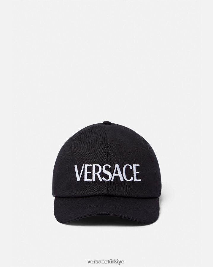 Versace işlemeli logolu kap kadınlar siyah Aksesuarlar B0HHR8879