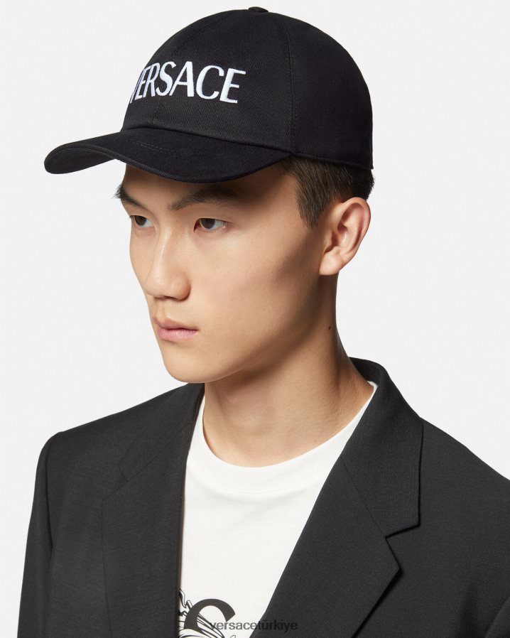 Versace işlemeli logolu kap kadınlar siyah Aksesuarlar B0HHR8879
