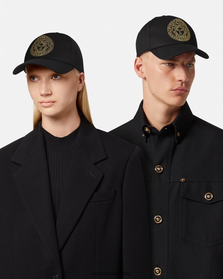 Versace çivili medusa beyzbol şapkası kadınlar siyah Aksesuarlar B0HHR8881