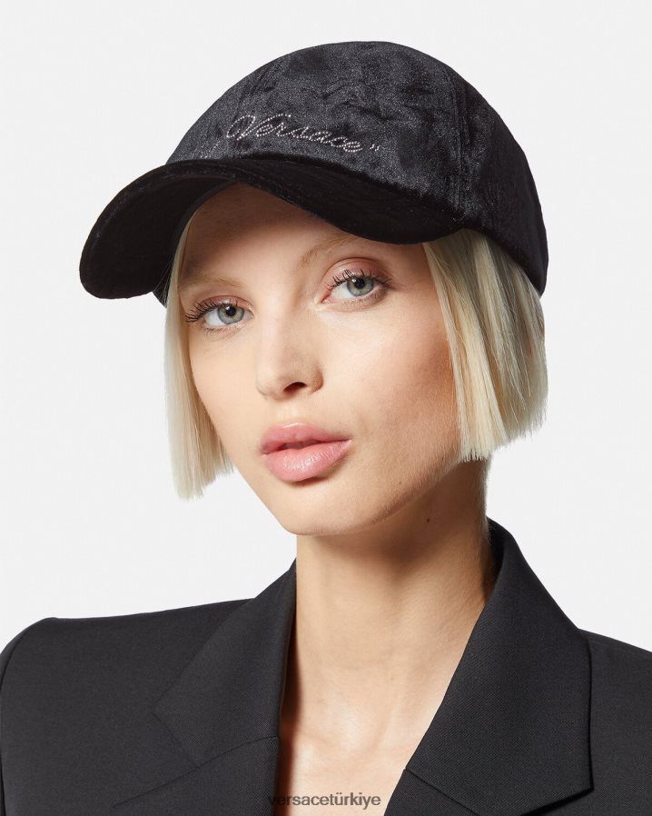 Versace kadife beyzbol şapkası kadınlar siyah Aksesuarlar B0HHR8911